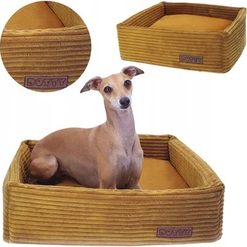 Pelíšek pro psa Pelíšek pro pro kočky , pohovka pro psa, DOTTY medově žlutý manšestr
