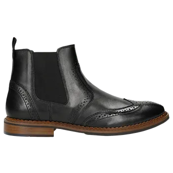 Pánské polobotky Černé Pánské Kožené Chelsea Boty S Ozdobnou Perforací Wojas 2004251 40