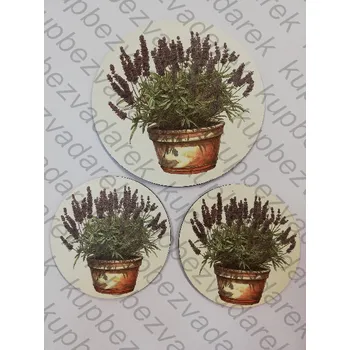 Podtácek - Květináč s levandulí Velikost: kruh 15cm + 2x kruh 10cm