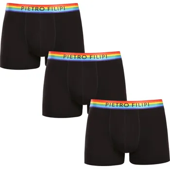 Boxerky 3PACK pánské boxerky Pietro Filipi černé rainbow (3PBG1) 3XL Možnost vrácení zboží ZDARMA do 120 dnů!
