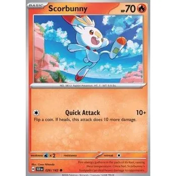 Sběratelská karetní hra Pokémon SCR 026/142 Scorbunny - Stellar Crown Stav: Near Mint, Verze: REVERSE HOLO