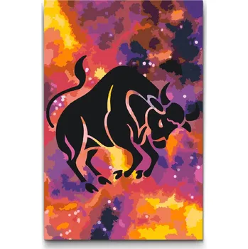 Malování podle čísel - Znamení zvěrokruhu - Býk Velikost: 20x30cm, Rámování: Pouze srolované plátno