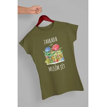 Dámské tričko Dámské tričko Zahrada volá Barva: Khaki, Velikost: 2XL