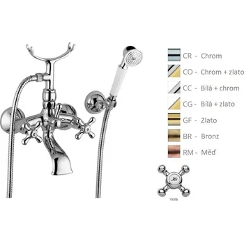 Vodovodní baterie Paffoni VIOLA vanová ze zdi retro se sprch. Barva: Barva (bílý lesk nebo černá) + chrom VLV027CC
