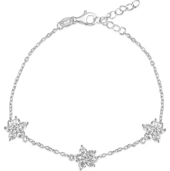 Náramek Stříbrný náramek s květinami a zirkony - Meucci SB249
