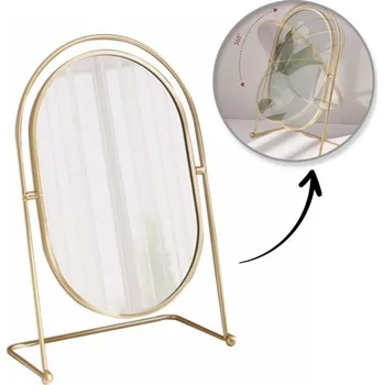 Kosmetické zrcátko Flamenco Mystique Stojanové kosmetické zrcátko zlaté XL jednostranné výška 27 cm L21