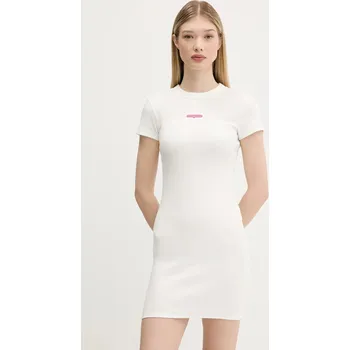 Dámské šaty Šaty Tommy Jeans bílá barva, mini, přiléhavé, DW0DW21186 00X, vel. S