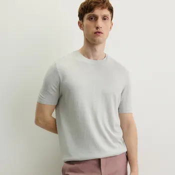 Pánské tričko Reserved - Tričko ze směsi lnu - světle šedá - 4728C-09M - 4728C-09M-L