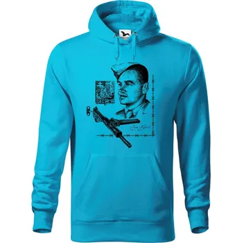 Dámská mikina Mikina - Jan Kubiš - Anthropoid Barva: Modrá - tyrkysová (44), Velikost: XL, Střih: Pánské