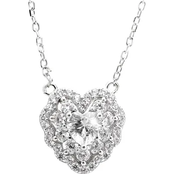 Módní doplněk JSB bijoux s.r.o. Stříbrný náhrdelník velké zdobené srdce z Kubických zirkonů Crystal (Stříbro 925/1000)