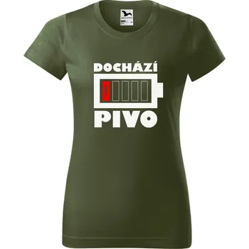 Dámské tričko Dámské tričko Dochází pivo baterie Barva trička: Khaki - 09, Velikost: S