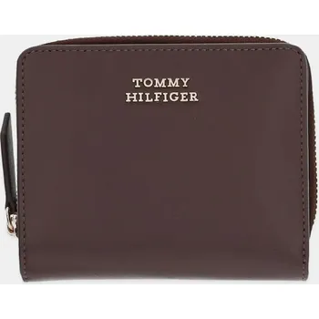 Peněženka Kožená peněženka Tommy Hilfiger dámská, hnědá barva, AW0AW17499 89X, vel. ONE SIZE