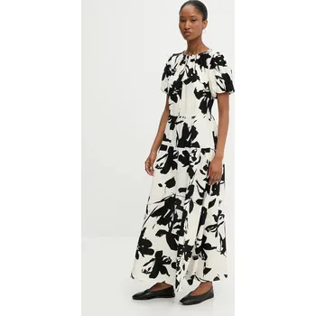 Dámské šaty Lněné šaty Answear.LAB černá barva, maxi W25.65.flk 99X, vel. S