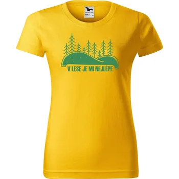 Dámské tričko DOBRÝ TRIKO Dámské tričko s potiskem V lese je mi nejlépe Barva: Žlutá, Velikost: XL