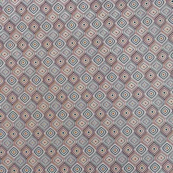 Plátno PA145 cihlovo-modrý etno vzor, š.140