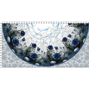 Panel- Půlkolová sukně - Modré květy na bílé