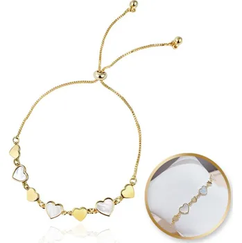 Náramek Flamenco Mystique Náramek na ruku chirurgická ocel pozlacený 14k zlatem, SRDCE perlová hmota BST1532