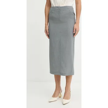 Dámská sukně Vlněná sukně BOSS Vulera šedá barva, midi, 50541977 90X, vel. 40