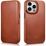 iCarer Knížkové pouzdro pro iPhone 14 Pro - iCarer, Curved Edge MagSafe Brown