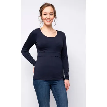Seraphine Bambusové těhotenské a kojící tričko s dlouhým rukávem 3v1 Laina tmavě modré Velikost: XS