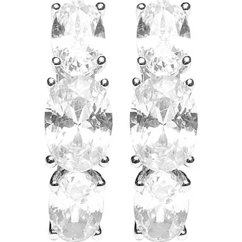 Náušnice JSB bijoux s.r.o. Stříbrné náušnice klapky tři oválné Kubické zirkony pod sebou Crystal (Stříbro 925/1000)
