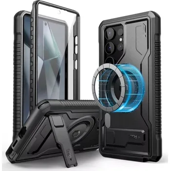 Pouzdro na mobilní telefon Odolné pouzdro 360 Kevlar MagSafe+ – Samsung Galaxy S24 Ultra (Tech-Protect Kevlar MagSafe+ – extrémně odolné 360° pouzdro s integrovaným sklem a stojánkem pro Samsung Galaxy S24 Ultra)