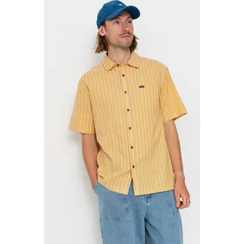 Pánská košile Brixton Cru Oxford Stripe (curry/ivy green stripe) XL, žlutá