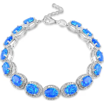 Náramek Stříbrný náramek s modrými spojenými opály a zirkony - Meucci SB255