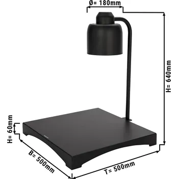 Lednice G.Gastro Commercial Buffet Infrared Food Warmer Heat Lamp PREMIUM – 250 W - Square - Black - Stainless Steel