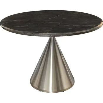 Jídelní stůl Kulatý jídelní stůl ELEGANCIA 130 CM černá/chrom umělý mramor