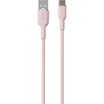 Kabel Puro Soft USB-C/USB-A 60 W, 1,5 m - růžový