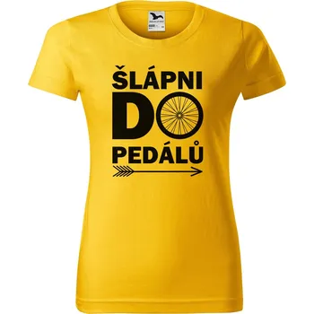Dámské oblečení DOBRÝ TRIKO Dámské tričko s potiskem Šlápni do pedálů Barva: Žlutá, Velikost: L