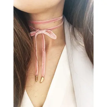 Náhrdelník Flamenco Mystique sametový choker náhrdelník - růžový N484R