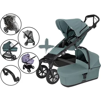 Kočárek Kočárek Thule Urban Glide 4-wheel s korbou a UNI příslušenstvím, Mid blue Barva korbičky:: Mid blue, Barva kočárku:: Mid blue