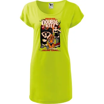 Dámské oblečení DOBRÝ TRIKO Dámské tričko/šaty Double kill Velikost: S, Barva: Limetková