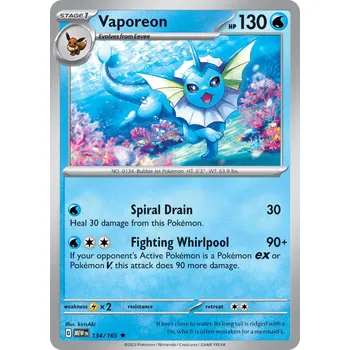 Sběratelská karetní hra Vaporeon MEW 134/165 - holo