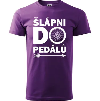 Pánské oblečení DOBRÝ TRIKO Pánské tričko s potiskem Šlápni do pedálů Velikost: S, Barva: Fialová