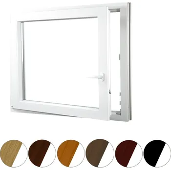 Okno ALUPLAST Plastové okno jednokřídlo dekor/bílé 80x60 Otvírání: Pravé, Zasklení: Dvojsklo Ug= 1,1