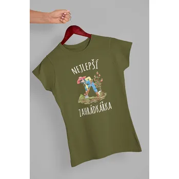 Dámské oblečení Dámské tričko Nejlepší zahrádkářka Barva: Khaki, Velikost: XL