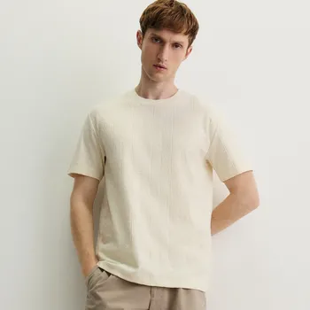 Pánské oblečení Reserved - Strukturální tričko comfort fit - krémová - WC965-01X - WC965-01X-XXL