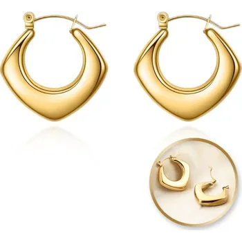 Náušnice Flamenco Mystique Náušnice z nerezové oceli pozlacené 14k zlatem, geometrické kruhy KST3320