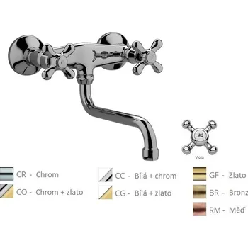 Vodovodní baterie Paffoni VIOLA umyvadlová / dřezová nástěnná baterie, retro Barva: Bronz VLV161BR