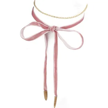 Náhrdelník Flamenco Mystique náhrdelník choker sametový řetěz - růžový N485R