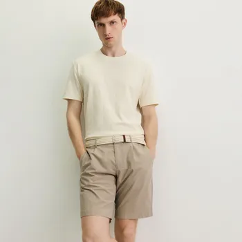 Pánské kalhoty Reserved - Kraťasy chino s&nbsp;páskem - kávová - 8009H-84M - 8009H-84M-29