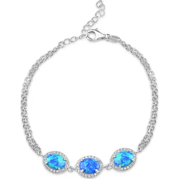 Náramek Stříbrný náramek s oválnými opály a zirkony - Meucci SB252