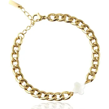 Náramek Flamenco Mystique Náramek na ruku z chirurgické oceli pozlacený 14k zlatem, čtyřlístek BST1540