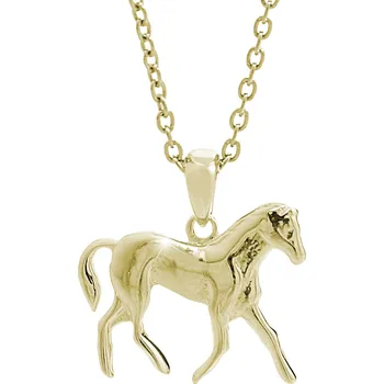 Náhrdelník JSB bijoux s.r.o. Pozlacený stříbrný náhrdelník kůň bez krystalů (Stříbro 925/1000)