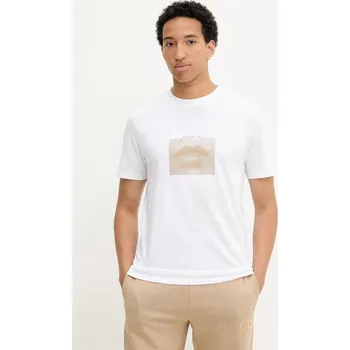 Pánské tričko Bavlněné tričko HUGO Deterni 50544496 bílá 00X, vel. XXL