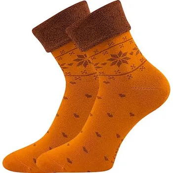 Dámské ponožky Ponožky Frotana norský vzor oranžová vel.39-42