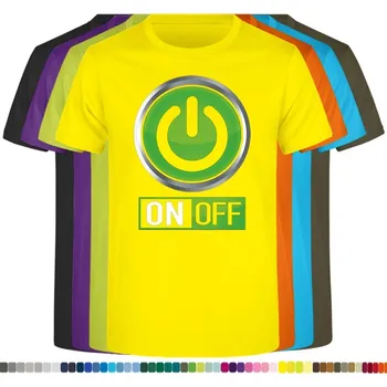 Pánské tričko panske-levne-bavlnene-tricko-potisk-ON/OFF Barva: Yellow - žlutá, velikost: XS